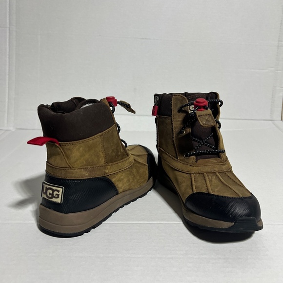 UGG Turlock Leather Weather Boot Kids Size 4 Chestnut Brown Walnut Waterproof - Picture 10 of 14